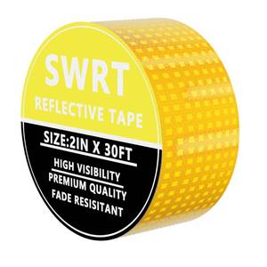 lot 10460 image: SWRT Reflective Tape 2 Inch x 30 Feet DOT-C2 Shining Star Fade Resistant Yellow Reflective Tape Outdoor Waterproof Strong Adhesive Safety Warning Tape Reflector Conspicuity Tape for Trailer Truck Bike