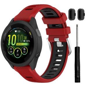 lot 10467 image: TopPerfekt Watch Band for Garmin Forerunner 265S, Soft Silicone Sport Replacement Strap for Forerunner 255S265S-Music, Venu 2S3S (18mm) - (Red Black)