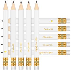 lot 10470 image: Vusnud 50Pcs - Bridal Shower Sharpened Half Pencils with Erasers, Pre-sharpened Pencils for Bridal Shower & Wedding Games, 4 Inches (White - Miss to Mrs.)
