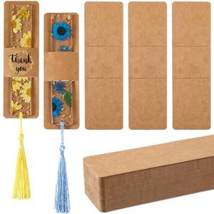 lot 10471 image: Fumete 50 Pieces Resin Bookmark Holder Bulk 5. 9 x 1. 8 Inches Kraft Bookmark Sleeves DIY Display Cards for Wrapping Small Business Packaging Supplies Party Favor Gifts(Cute,Brown)