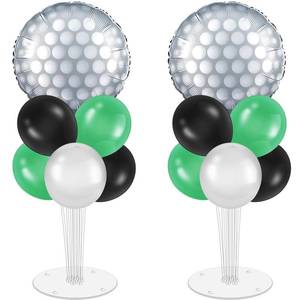 lot 10472 image: Capoda Golf Party Balloons Stand Kit 2 Sets Silver Green Black White Balloons Centerpiece for Tables with Sticks Bases for Golf Sport Themed Game Birthday Baby Shower Party Supplies Decorations