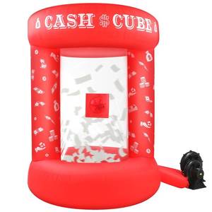 Silipull 5 FT Inflatable Cash Cube Booth Inflatable Money Machine Booth Money Blower Machine Cash Grab for Adults Game Activity Events (No Blower Included) (Blue)