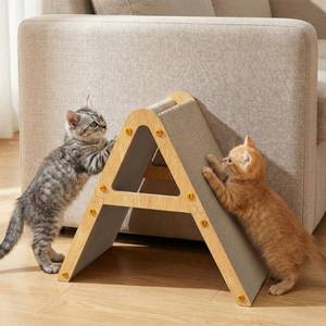 lot 11859 image: Conlun Cat Scratcher Cardboard with Wood Frame, 3-in-1 Vertical & Horizontal Scratching Pad, Reversible Cat Scratch Board, Durable Furniture Protector for Kittens & Small Cats