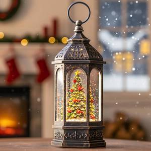 lot 11873 image: Lighted Christmas Tree Cardinal Music Snow Globe Water Lantern with Swirling Glitter Decoration for Christmas Home, Living Room, Battery Operated or USB Powered for Christmas Decoration