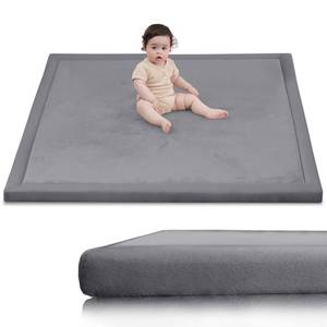 lot 11875 image: Huloo Sleep Ultra Soft Baby Play Mat for Floor,1.3 Thick Elasti-Foam 50x50 Playpen Mat for Toddlers Infant kids,Non-Slip Backing Safe for Crawling&Tummy Time,Tatami Style (Dark Grey)