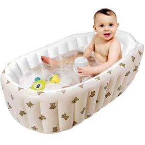 lot 11881 image: Mink Newborn to Toddler Bath Tub,Inflatable Baby Bathtub with Built-in Air Pump,Portable Travel Shower Basin with Back Support, Deflates and Folds Easily (Bear tub)