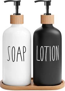 lot 11892 image: MOMEEMO Soap Dispenser Bathroom Set with Hand and Lotion Dispenser, Suitable for Bathroom Decor. (Black & White)