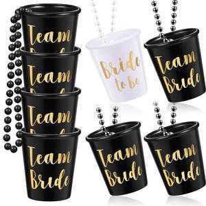 lot 11894 image: Boao 8 Pieces Bride Shot Necklace Glass, Bachelorette Shot Glass Necklace with Gold Foil for Wedding Bachelor Party and Bridal Shower Decorations(Black)