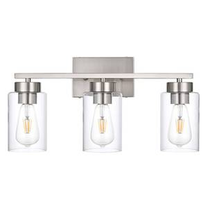 lot 11896 image: A1A9 3-Light Bathroom Vanity Light, Modern Brushed Nickel Wall Lights with Clear Glass Shades, Bathroom Wall Sconce Lamp for Mirror Living Room Bedroom Hallway