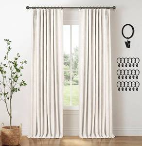 lot 11941 image: INOVADAY Total Blackout Curtains for Bedroom, Black Out Curtains 84 Inch Long, Clip Rings Linen Blackout Drapes, Thermal Insulated Room Darkening for Living Room, 2 Panels - Beige,W50xL84