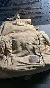 lot 11945 image: Canvas Military Style Tactical Backpack with Multiple Compartments (Green)