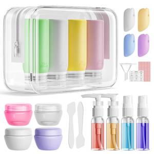 lot 12183 image: Muslish 21 Pack Leak Proof Silicone Travel Bottles Set, TSA Approved Containers for Toiletries, Travel Size Accessories and Shampoo Conditioner Bottles with Toiletry Bag (BPA Free)