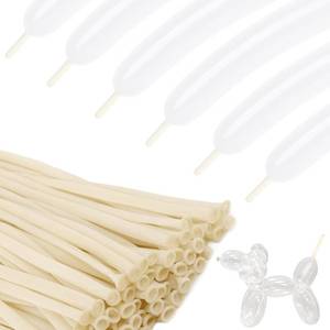 lot 12189 image: 260 Balloons - Clear Long Balloons for Tying Balloon Arch  100Pcs Skinny Stretchy Tie Balloons for Animal Making, Twisting, Attaching & Long Balloon Tying
