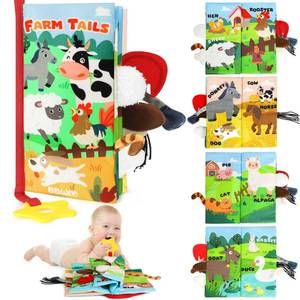 lot 12200 image: BBWOO Soft Baby Book Toy - Newborn Boy Girl Shower Gift - Tummy Time Toy for Infant 0-6 6-12 Months - Touch and Feel Sensory Crinkle Book with Teether - Baby Boy Girl Gift