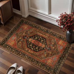 lot 12206 image: Ciicool Small Area Rug, 2x3ft Red Boho Rug, Ultra Soft Entry Rugs for Entryway, Non-Slip Washable Rugs Oriental Low-Pile Indoor Mat Floor Carpet for Entrance Bedroom Kitchen Bathroom Foyer Decor