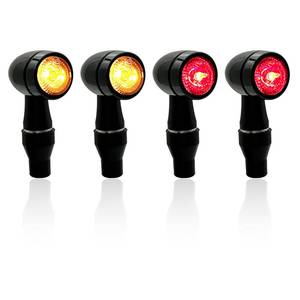 lot 12207 image: MGMSINYO E-Mark LED CNC Motorcycle Indicator Mini Turn Signal Light Vehicle Inspection DC12V IP67 Waterproof Bullet DRL Brake Lamp Universal (Black, 4pcs-YE  YERD)