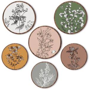 lot 12210 image: Barydat 6 Pieces Boho Plant Wall Art Decor Wooden Boho Farmhouse Rustic Bohemian Wall Hanging for Bedroom Living Room Office (Retro,8 Inch, 10 Inch)