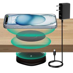 lot 12222 image: KPON Invisible Wireless Charger,30mm Under Desk Charger Mat, Furniture Table Nightstand Desktop Charging Station for iPhone171615141312SamsungLGGoogle Pixel Desk Essentials(with QC Adapter)