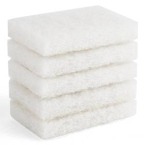 lot 12231 image: Non-Scratch Nylon scrubbing pad Replacement Scrubber, White 5 Pack 5.5  3.15 inch