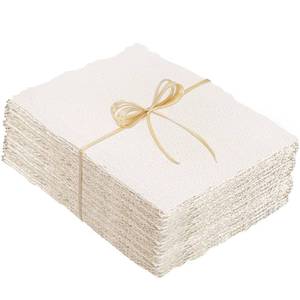 lot 12234 image: 100 Sheets Watercolor Paper 5 x 7inch, 300 GSM Deckled Edge Paper RoughTextured Handmade Paper for Watercolors, Wedding Invitations, Cards, Crafts