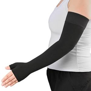 lot 12242 image: KEKING Lymphedema Medical Compression Arm Sleeve with Gauntlet, 15-20 mmHg Graduated Compression Full Arm Support for Women Men (Single), Long Pressure Arm Hand Brace for Arthritis, Bursitis, Edema