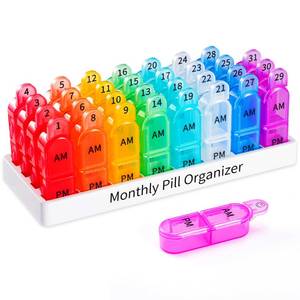 lot 12243 image: Daviky Monthly Pill Organizer 2 Times a Day - 30 Day Pill Box AM PM, BPA Free One Month Medicine Organizer Twice Daily, 31-Day Case to Hold Vitamins, Supplements & Medication
