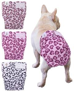 lot 12251 image: CuteBone Washable Dog Diapers Female No Tail Hole 3 Pack Reusable Doggie Period Training Pants for Docked-Tail Frenchie French Bulldog Boston Terrier Without Tail WWD18L