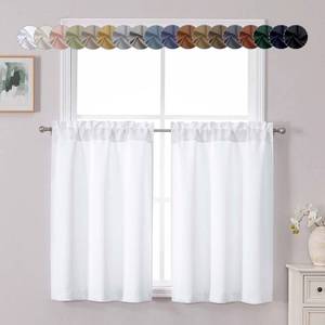 lot 12255 image: Chyhomenyc Light Filtering Short Curtains 36 Inch Length, Small Kitchen Curtain Tiers Over Sink, Half Window Cafe Curtain Tier for Bathroom Basement Cabinet Camper, 2 PCS, Each 30 Wx36 L, Pure White