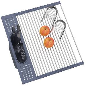 lot 12267 image: LEMIKKLE Roll Up Dish Drying Rack 17 x 15 Over The Sink Dish Drying Rack, Multi-Purpose Kitchen Rolling Dish Drainer Foldable SUS 304 Stainless Steel Dish Drying Rack