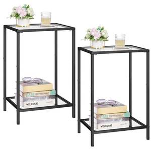 lot 13018 image: HOMSHO Side Tables Set of 2, End Tables with Tempered Glass, 2-Tier Nightstands with Storage Shelves, Coffee Table with Modern Style, Slim Sofa Table for Living Room, Bedroom, 11.8 D x 15 W, Black