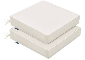 lot 13019 image: MIULEE Cream White Outdoor Chair Cushions Set of 2, 19x19x3 Inch Waterproof Patio Seat Cushions for Outdoor Furniture Couch Sofa, 3 Year Color Fastness High Density Foam with Adjustable Ties