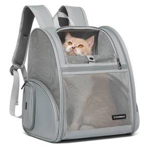 lot 13031 image: Cat Backpack Carrier for Small Dogs and Medium cat Puppy Kitten Bunny Pet Carrier Backpack Collapsible with Fully Ventilated Mesh with Safety Leash (Gray, 12.9 L x 10.62 W x 15.5 H - M)