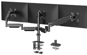 lot 13034 image: suptek Triple Monitor Mount for Most 17 to 32 inch Screens,Gas Springs Adjustment Triple Monitor Desk Mount Stand with Clamp & Grommet Kit,Black(MD8003)
