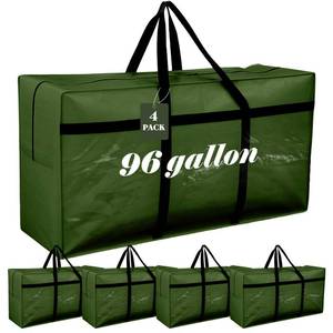 lot 13035 image: Clysee 4 Pcs 96 Gallon Extra Large Moving Bags Heavy Duty Storage Bag with Strong Zipper Handle Foldable XXL Jumbo Storage Tote Packing Moving Box for College Dorm Travel Cloth Duffle (Green)