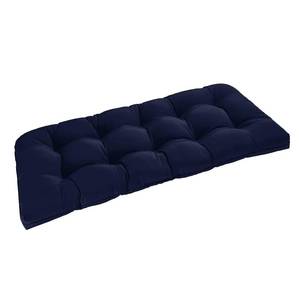 lot 13050 image: downluxe Outdoor Bench Cushion for Patio Furniture, Water Resistant Tufted Overstuffed Porch Swing Cushions, Thick Outdoor Loveseat Cushions, 44 X 19 X 5, Navy, Set of 1