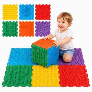 lot 13054 image: Edusense Sensory Mat for Autism Children - Textured Puzzle Play Mat for Kids, Non-Toxic Massage Game Floor Tiles  Safe Sensory Room Must Have (Classical)