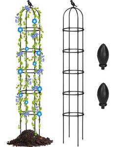 lot 13057 image: Sadnyy 2 Pack 7 ft Garden Trellis Obelisk for Rose Trellis Climbing Plants Outdoor Rustproof for Pots Tall Tower Plant Support Metal Garden Vines Flower Plants Support Outdoor Indoor (Black)