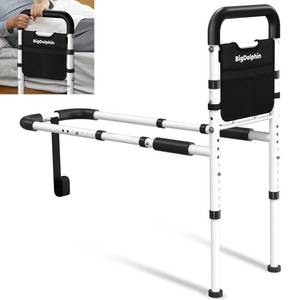 lot 13058 image: BigDolphin Bed Rails for Elderly Adults Safety - ASTM Approved, 350 LBS Capacity, Tool-Free Assembly, Non-Slip Ergonomic Handle with Storage Pocket, Safe Bed Rails for Seniors