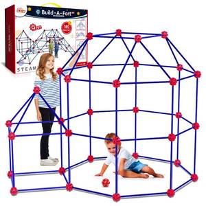 lot 13059 image: OleFun 180 Pack Fort Building Kits for Kids 4, 5, 6, 7, 8 Year Old Boys & Girls, Creative STEM Building Toys for DIY Castles, Tunnels, Play Tent, Ideal Gifts for Aged 5-8
