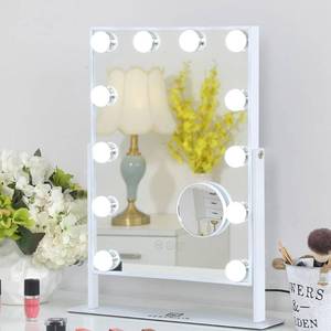 lot 13060 image: FENCHILIN Vanity Mirror with Lights, 19x12 Makeup Hollywood Mirror for Desk with 12 Bulbs Light Smart Touch Control 3 Colors Dimmable Detachable 10X Magnification Tabletop 360°Rotation