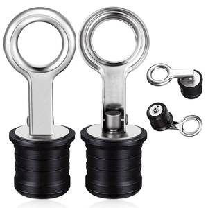 lot 14284 image: 2 Pieces Stainless Steel Drain Snap Plug Boat Drain Plug for Drains (1 Inch)