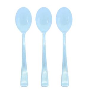 lot 14286 image: 50 Pcs Baby Blue Plastic Spoons Disposable Blue Cutlery Heavy Duty Plastic Silverware 50 Disposable Spoons for Brithday, Wedding, Baby Shower for Boy