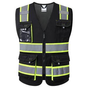 lot 14287 image: JKSafety Hi Vis Reflective Safety Vests for Men Women High Visibility Vest with Pockets Fabric Construction Safety Apparel Neon Vest for Work (220-Black M)