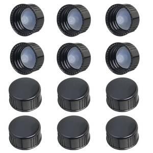 lot 14291 image: 12pcs 24mm Phenolic Resin Screw Caps �� Black Poly Seal Cone Lids for Amber Boston Round Glass Bottles, Brewing Wine Beer Food Cosmetics