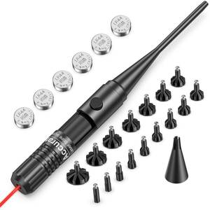 lot 14314 image: EZshoot Bore Sight Kit for .17 to 12GA Calibers BoreSighter with Button Switch Red Laser Bore Sight