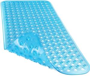 lot 14321 image: Yimobra Bathtub Mat Non Slip, 34.5X15.5 Shower Mat with Strong Suction Cups & Drain Holes, Long Anti Slip Bath Tub Mat for Inside Shower, Machine Washable Fast Drying, Bathroom Essentials,Clear Blue