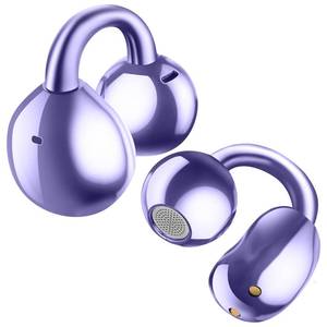 lot 14334 image: TANFESO Ultra Open Ear Headphones Bluetooth 5.4 Wireless Clip On Earbuds with Digital Display Charging Case 60 Hours Playtime Sport Earphones Built-in Mic IPX7 Waterproof for Running Fitness Purple-1