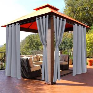 lot 14337 image: BONZER Outdoor Curtains for Patio Waterproof - Light Blocking Weather Resistant Privacy Grommet Blackout Curtains for Gazebo, Porch, Pergola, Cabana, Deck, Sunroom, 1 Panel, 52W x 95L inch, Silver