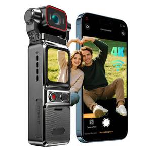 lot 14342 image: Vlogging Camera 4K, 6 Axis Stabilization with 64GB card, Small Video Cam WiFi for Photography, Mini Bodycam , POVPocket Camera, Sports Action Cam, Portable Wireless Action Camera for Outdoor