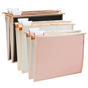 lot 14344 image: Y YOMA 6 Pack Rose Gold Hanging File Folders with Pocket Letter Size Decorative File Folder Cute Pretty Hanging Folder for Office Home School with 15-Cut Adjustable Tabs, Inner Storage Pockets